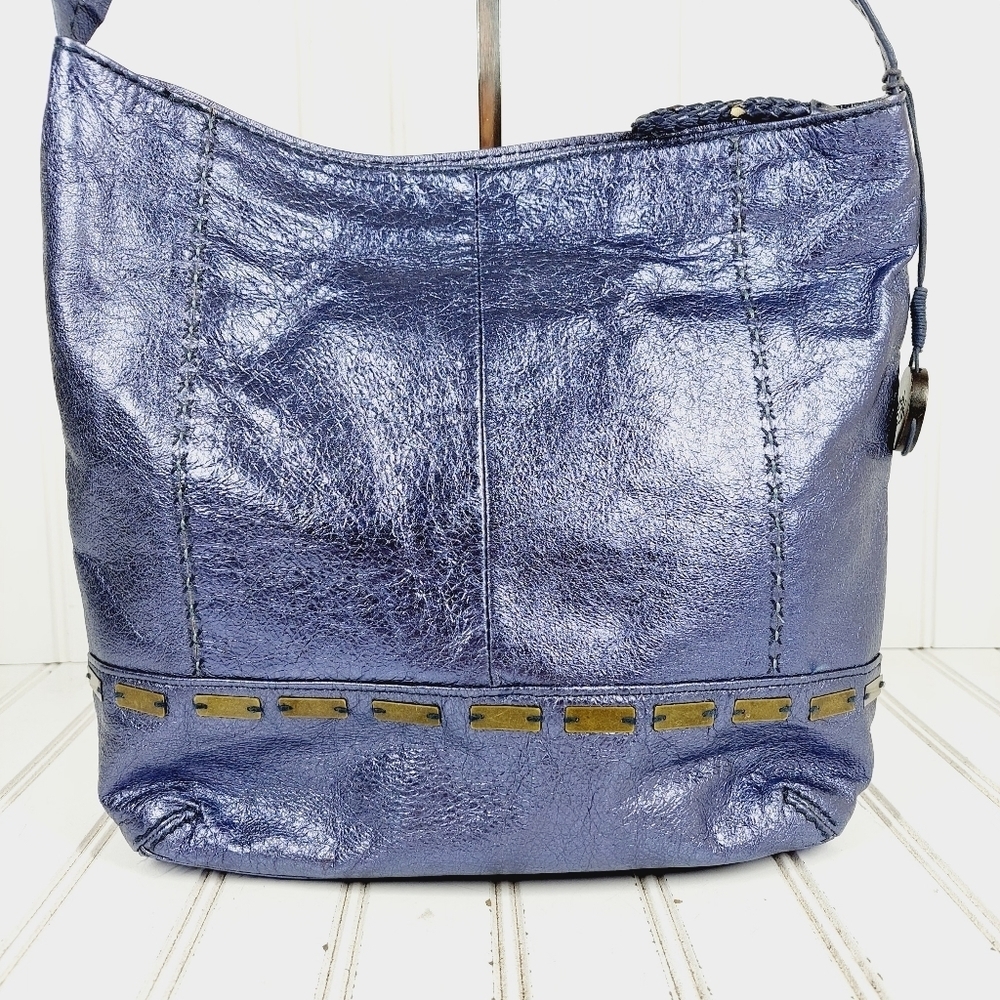 Metallic Blue Women’s Shoulder Bag - Picture 2 of 16